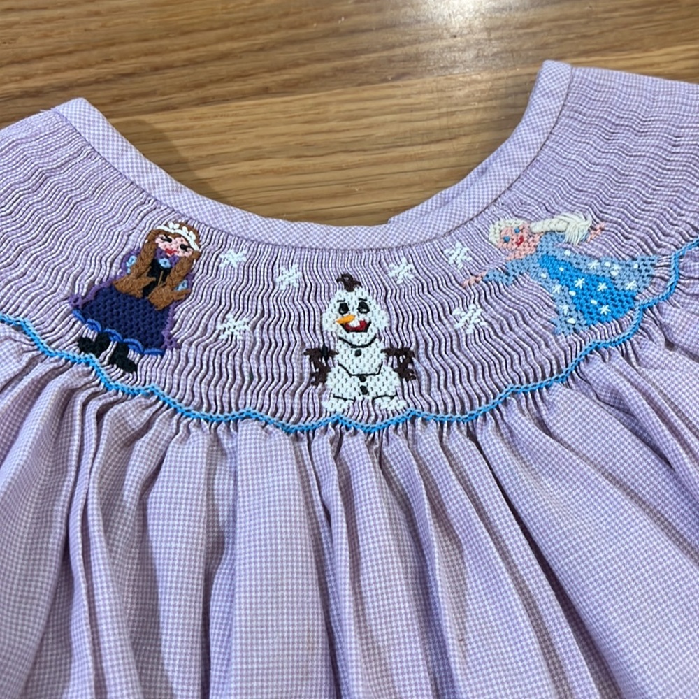 FROZEN /  Smocking Youth Dress- OLAF ANNA ELSA